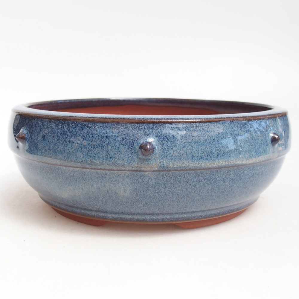 Ceramic bonsai bowl 17,5 x 17,5 x 6 cm, colour blue