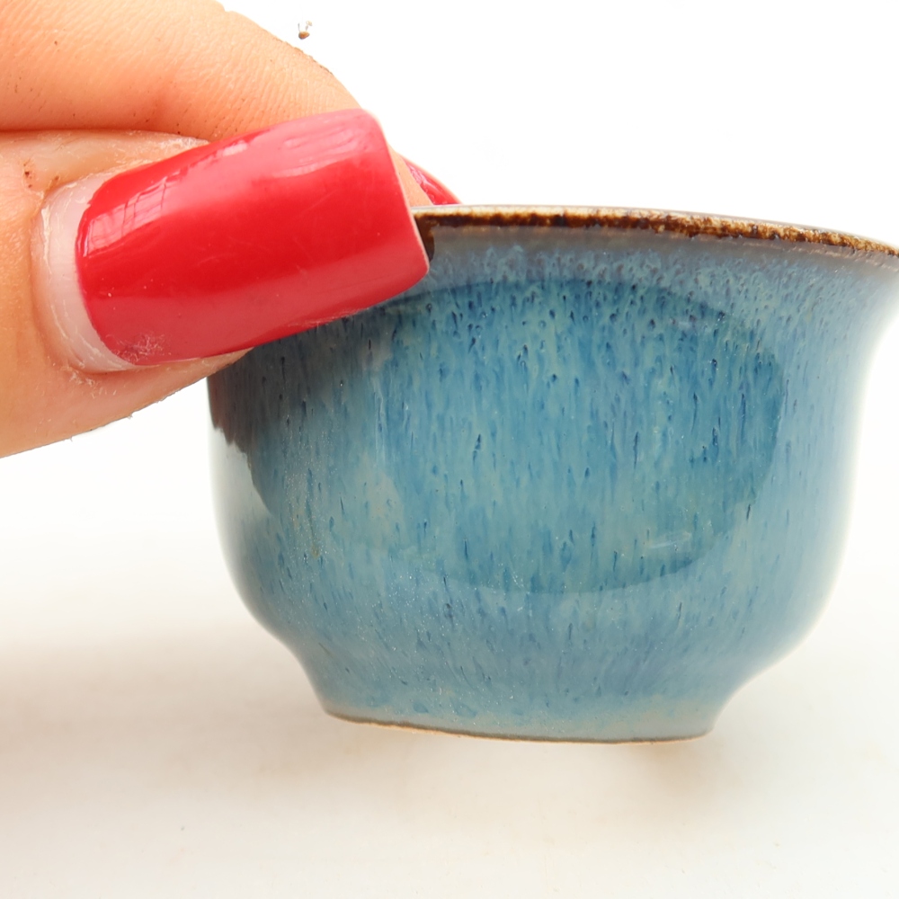 Ceramic bonsai pot, 5.5 x 5 x 3 cm, blue