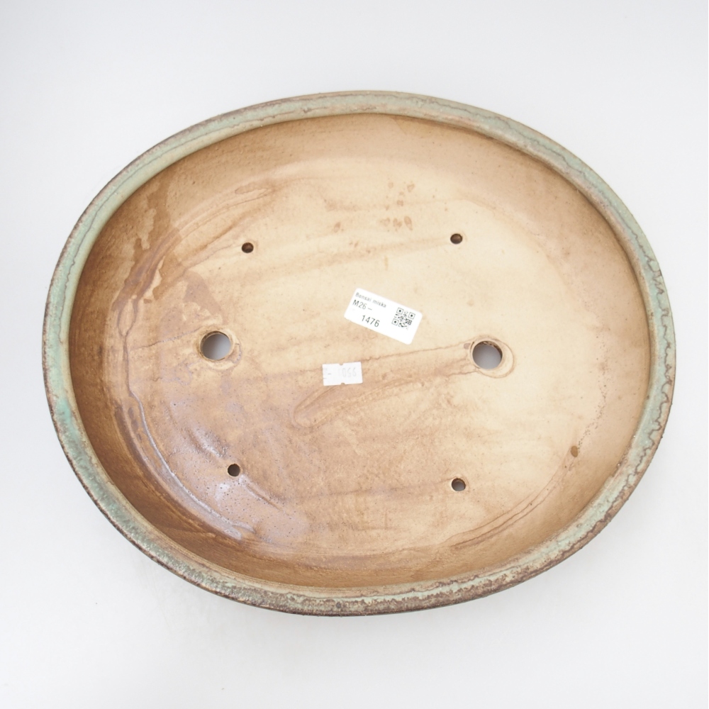 Ceramic bonsai bowl 31,5 x 27,5 x 6 cm, green