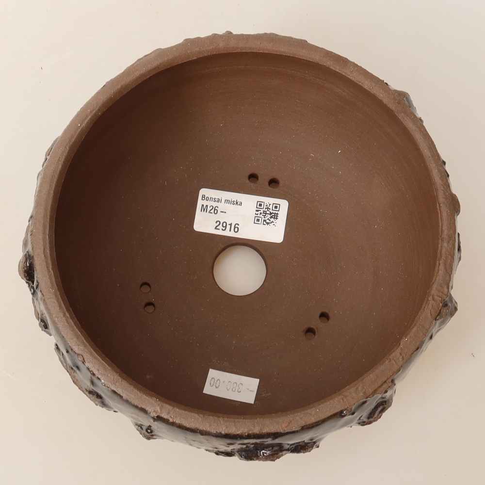 Ceramic bonsai pot, 16 x 16 x 8 cm, brown