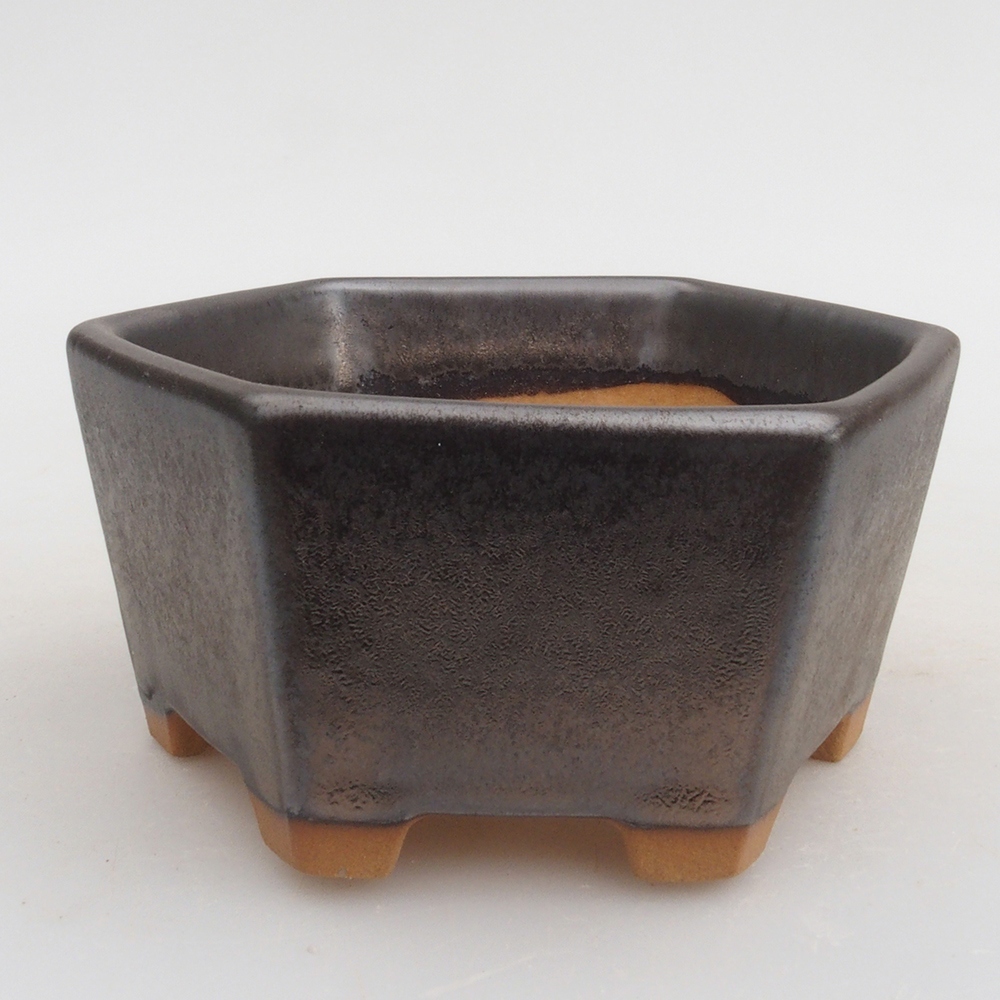 Ceramic bonsai bowl 9,5 x 9 x 4,5 cm, color metallic