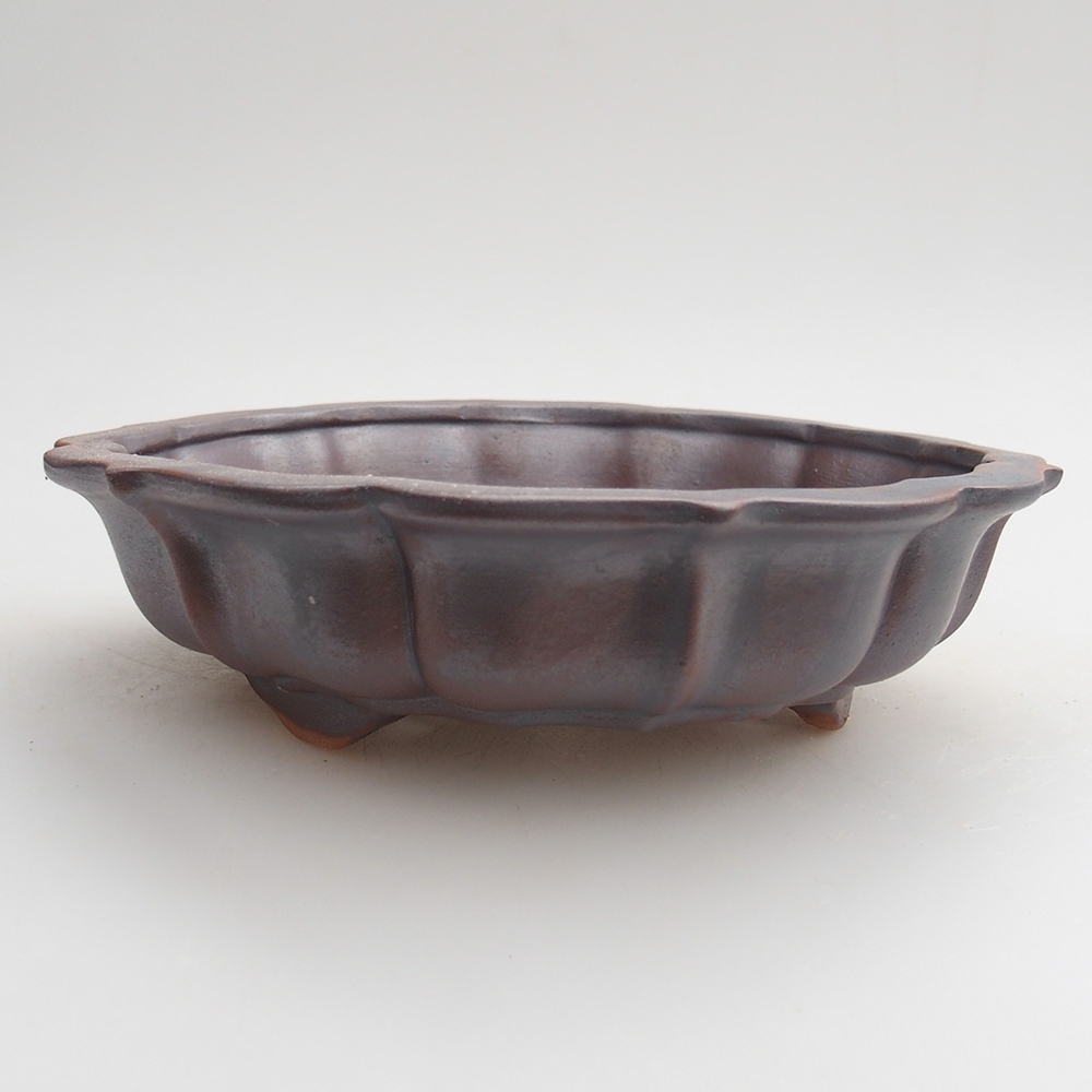 Ceramic bonsai bowl 18 x 18 x 4,5 cm, metal colour