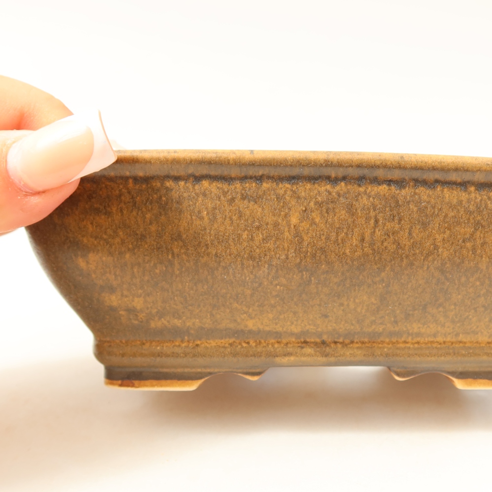 Ceramic bonsai pot, 15 x 12 x 5.5 cm, brown