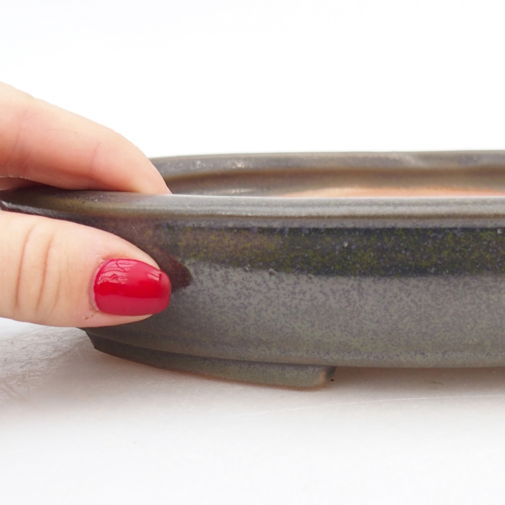 Ceramic bonsai bowl 24 x 20 x 4 cm, green