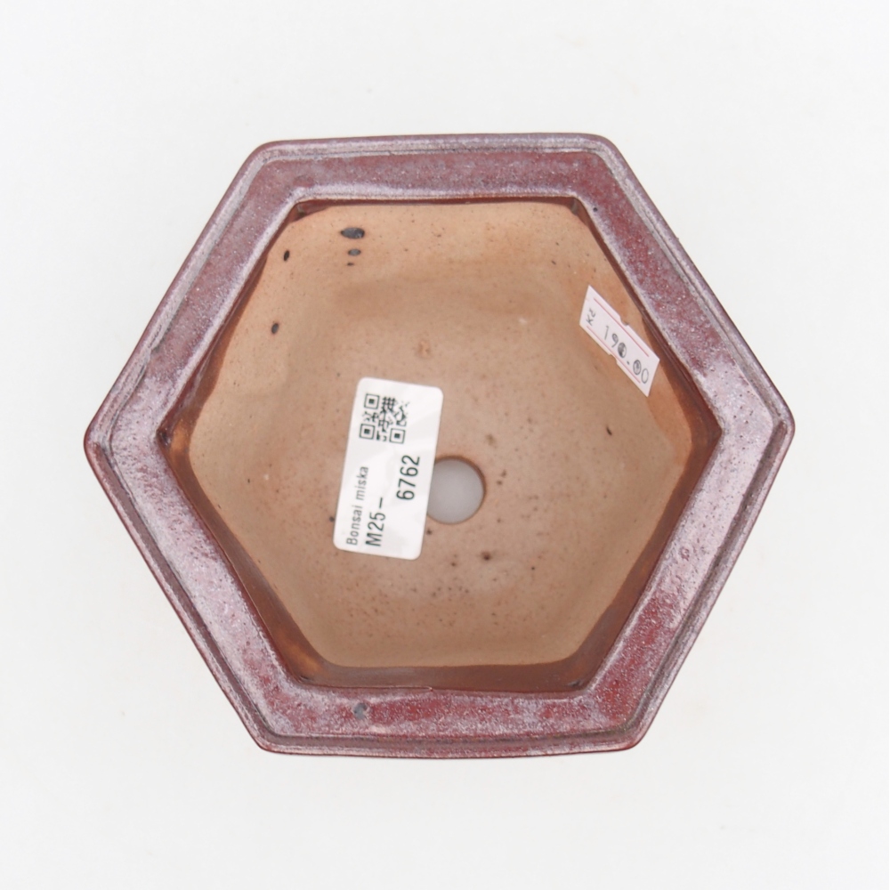 Ceramic bonsai bowl 13 x 11,5 x 8 cm, colour burgundy