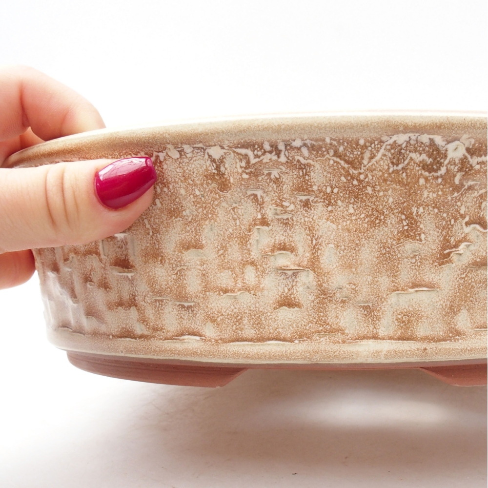 Ceramic bonsai bowl 27 x 27 x 7 cm, color beige
