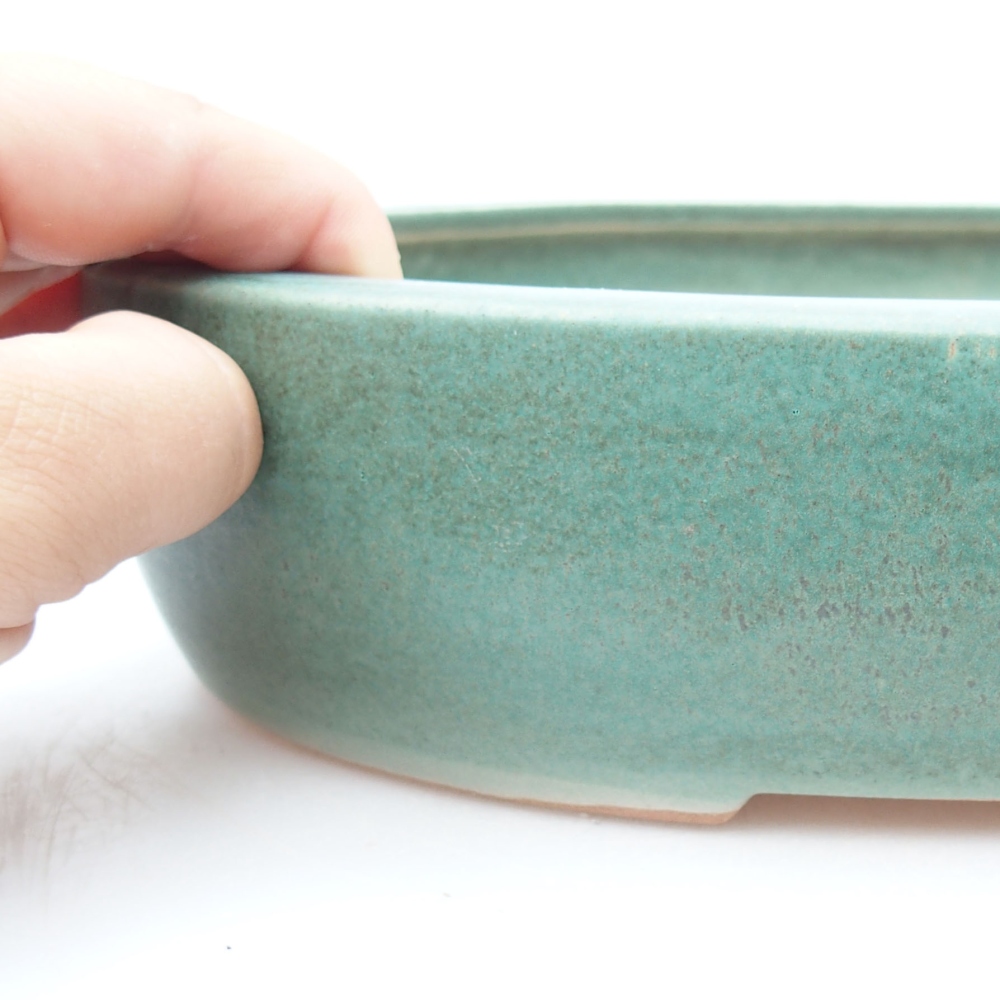 Ceramic bonsai bowl 26,5 x 21 x 5,5 cm, color green