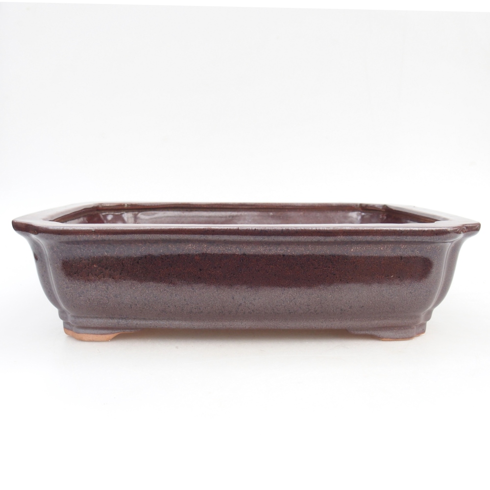 Ceramic bonsai bowl 27,5 x 22 x 7 cm, brown