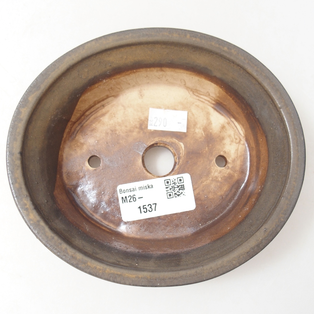 Ceramic bonsai bowl 14 x 12,5 x 4 cm, brown