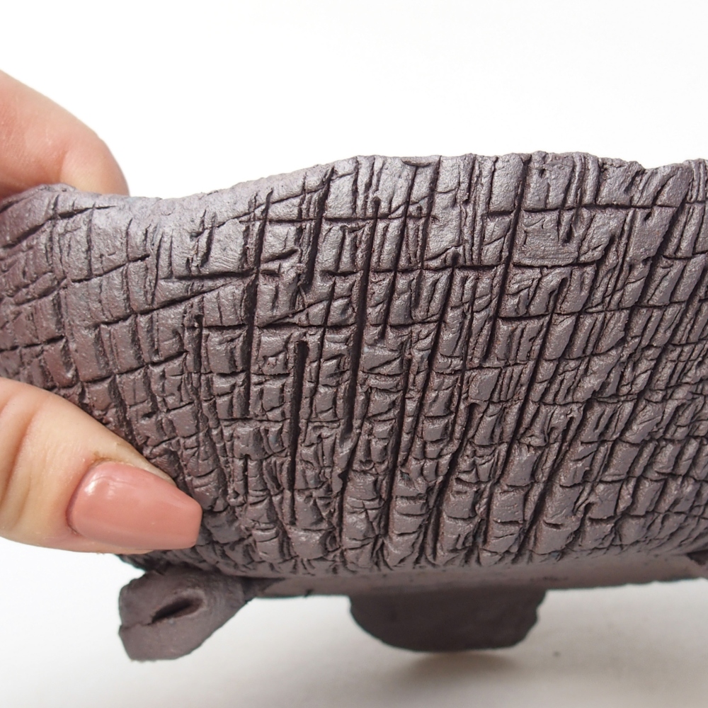 Ceramic bonsai bowl 17 x 16,5 x 6 cm, metal colour