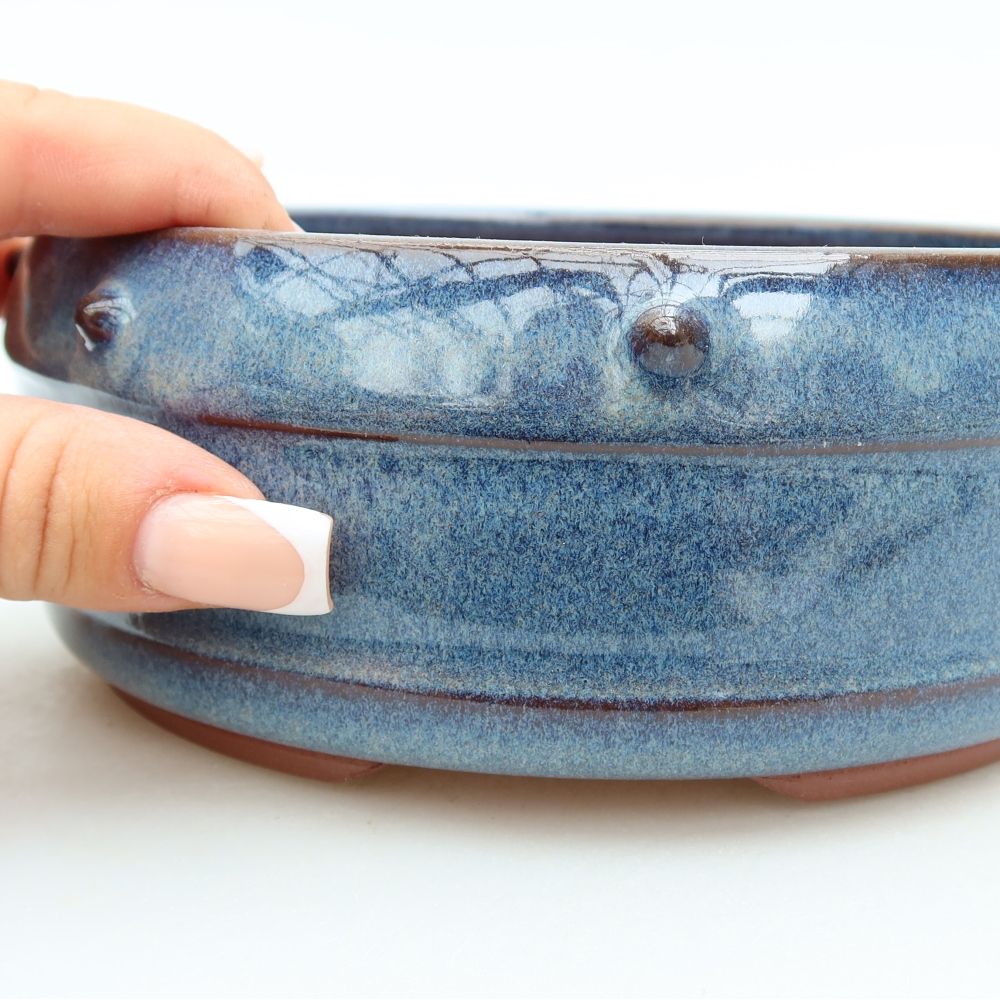 Ceramic bonsai bowl 15,5 x 15,5 x 6,5 cm, colour blue