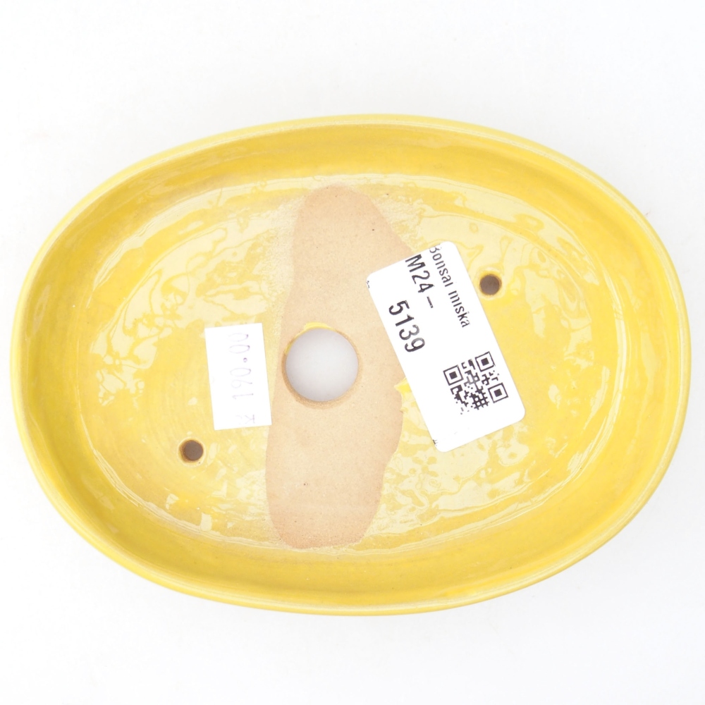 Ceramic bonsai bowl  13 x 10 x 2,5 cm, color yellow