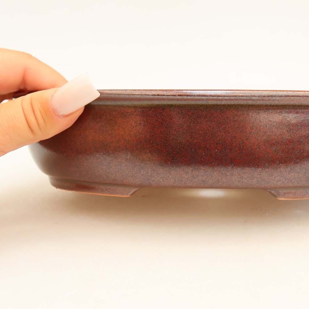 Ceramic bonsai pot, 22 x 17 x 5 cm, burgundy