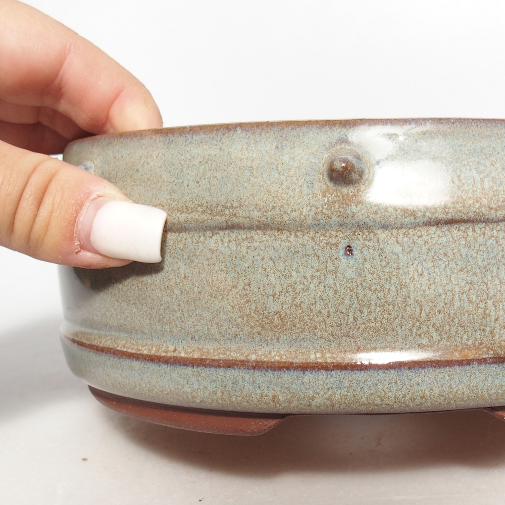Ceramic bonsai bowl 16 x 16 x 6,5 cm, green