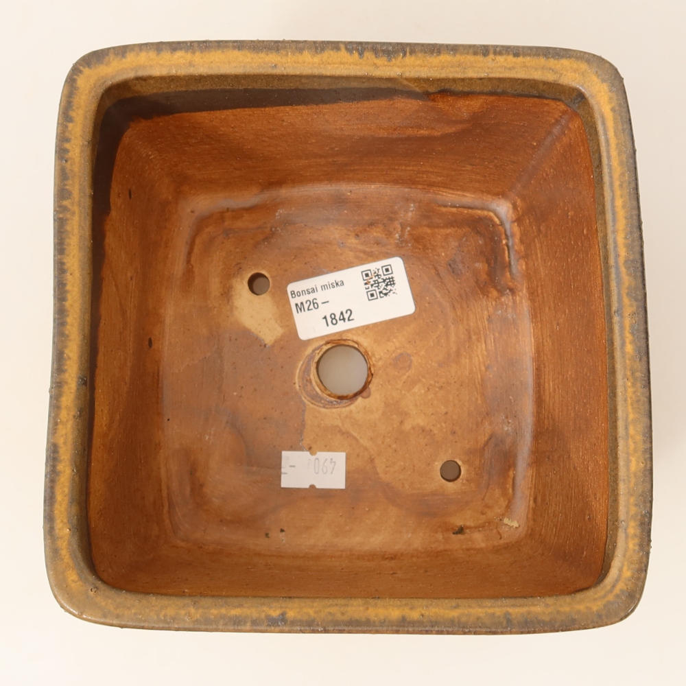 Ceramic bonsai bowl 16 x 16 x 10 cm, brown