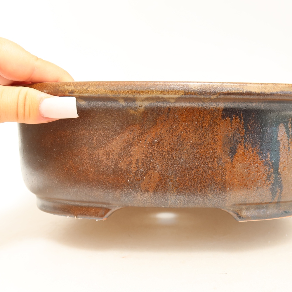 Ceramic bonsai bowl 26 x 22 x 8 cm, brown