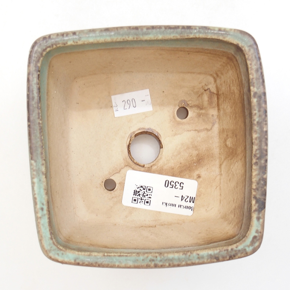 Ceramic bonsai bowl 11 x 11 x 7 cm, color green