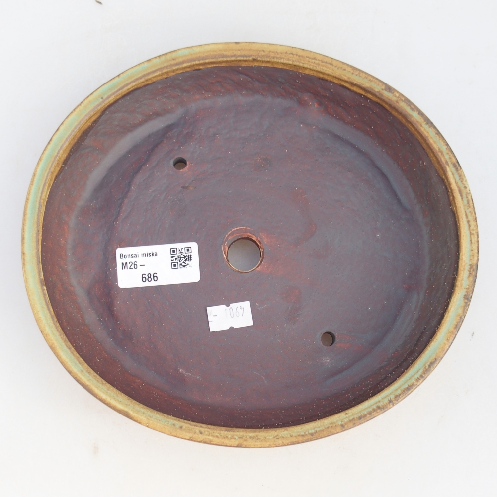 Ceramic bonsai bowl 21 x 19 x 4,5 cm, green