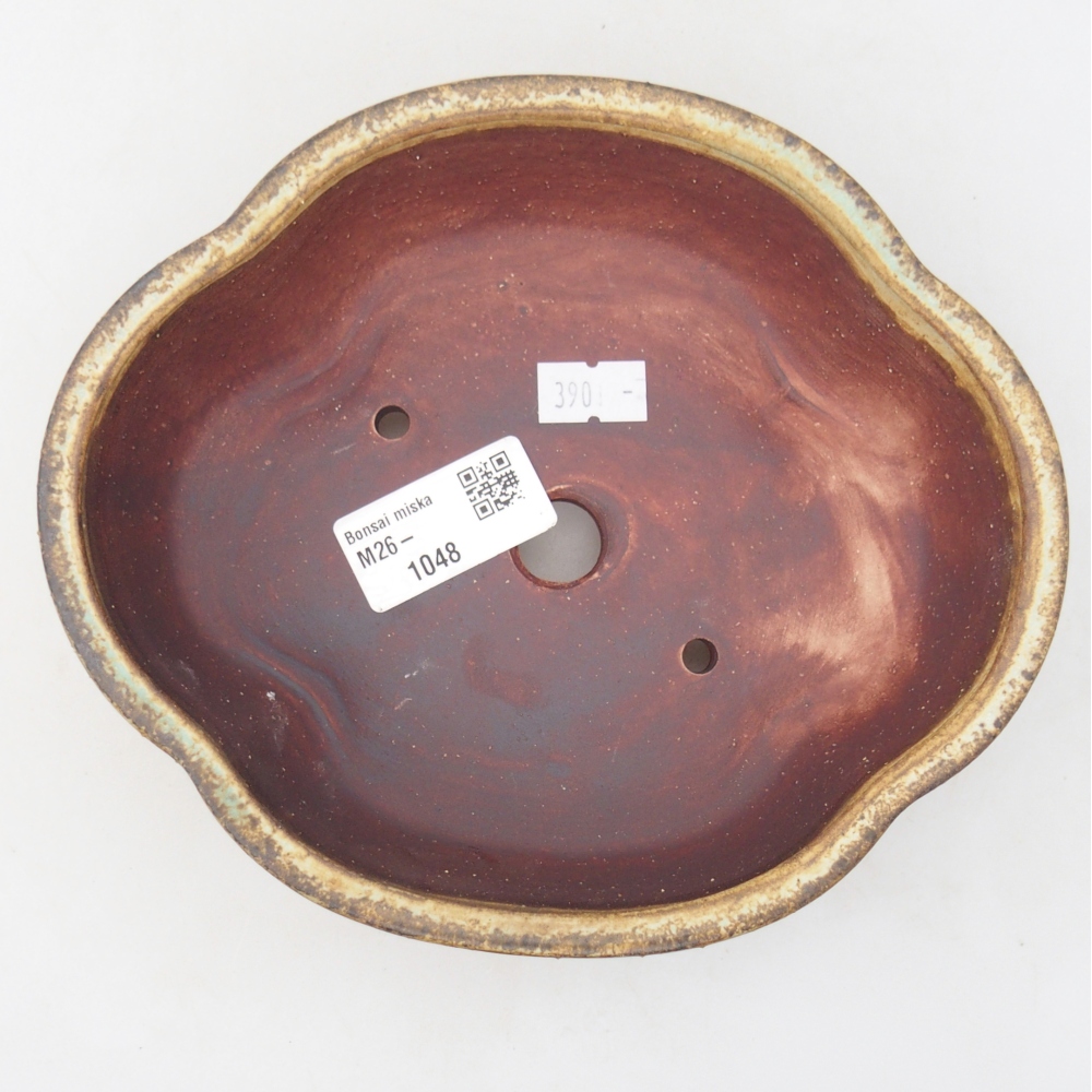 Ceramic bonsai bowl 17 x 15,5 x 5,5 cm, green