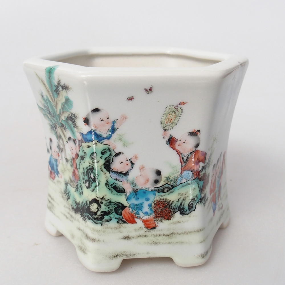 Ceramic bonsai bowl 10,5 x 9,5 x 9 cm, colour white