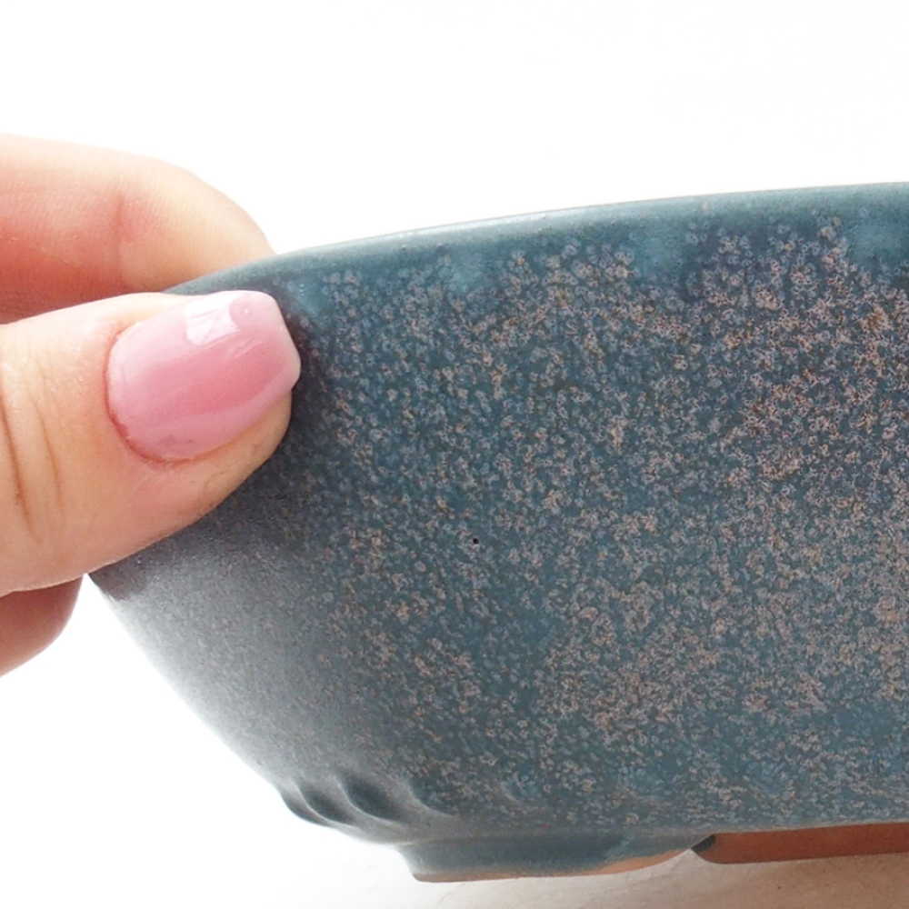 Ceramic bonsai bowl 17,5 x 17,5 x 5 cm, color blue