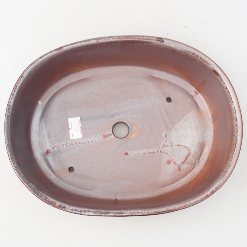 Ceramic bonsai bowl 22 x 17 x 5 cm, metallic red