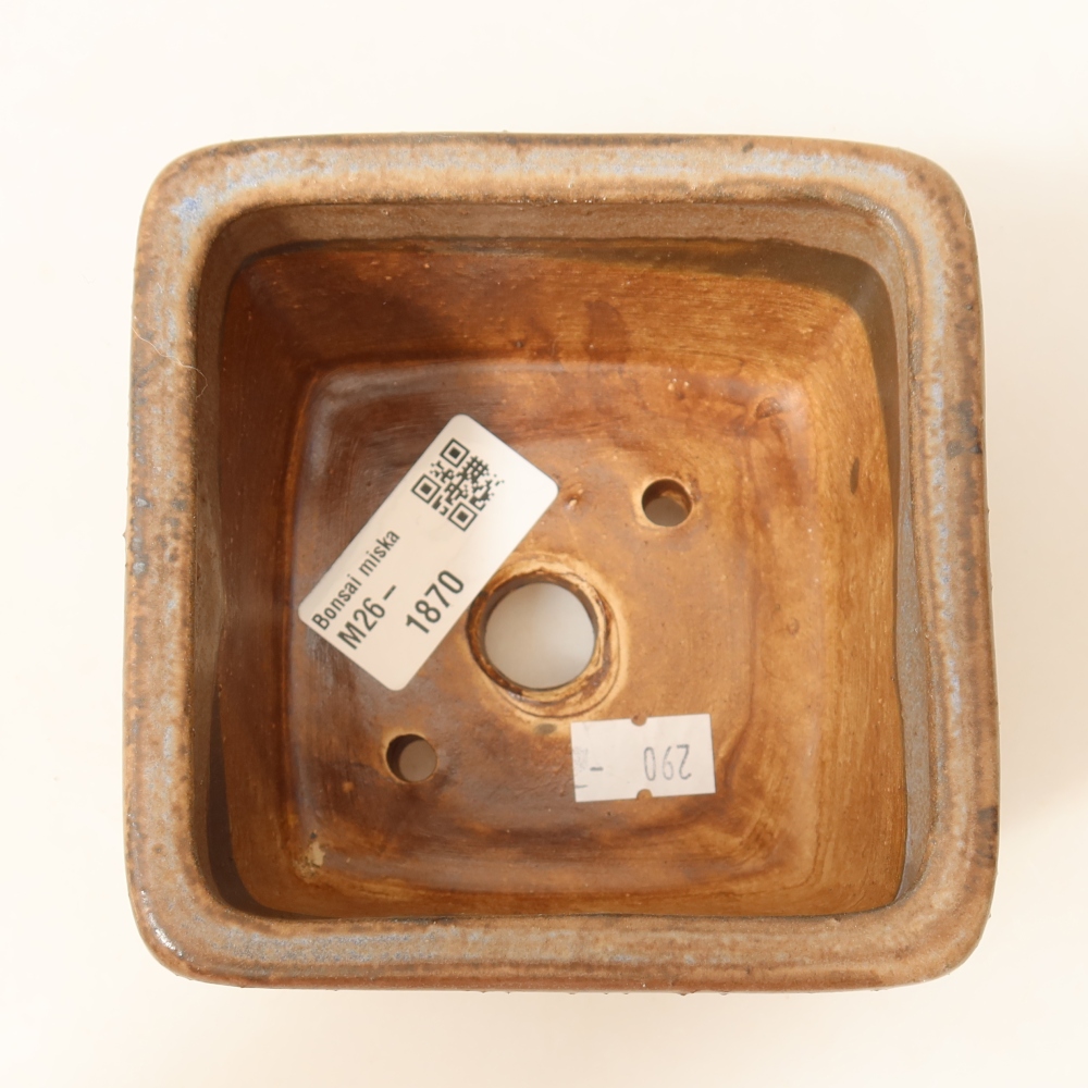 Ceramic bonsai pot, 10.5 x 10.5 x 7 cm, blue