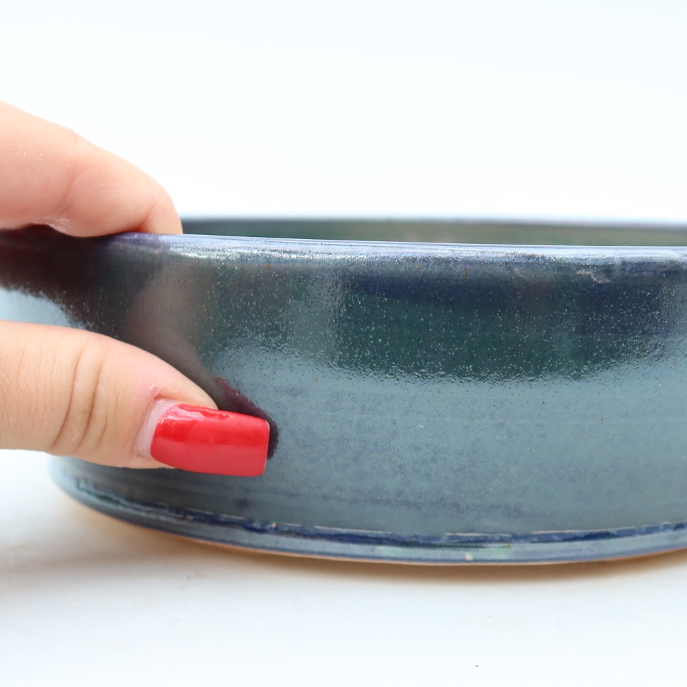 Ceramic bonsai bowl 20 x 20 x 6 cm, colour blue