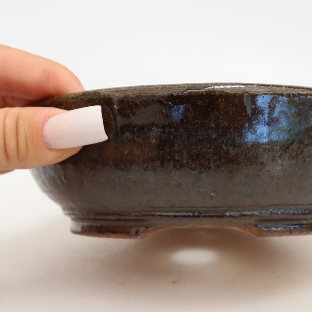 Ceramic bonsai bowl 15,5 x 15,5 x 5 cm, brown