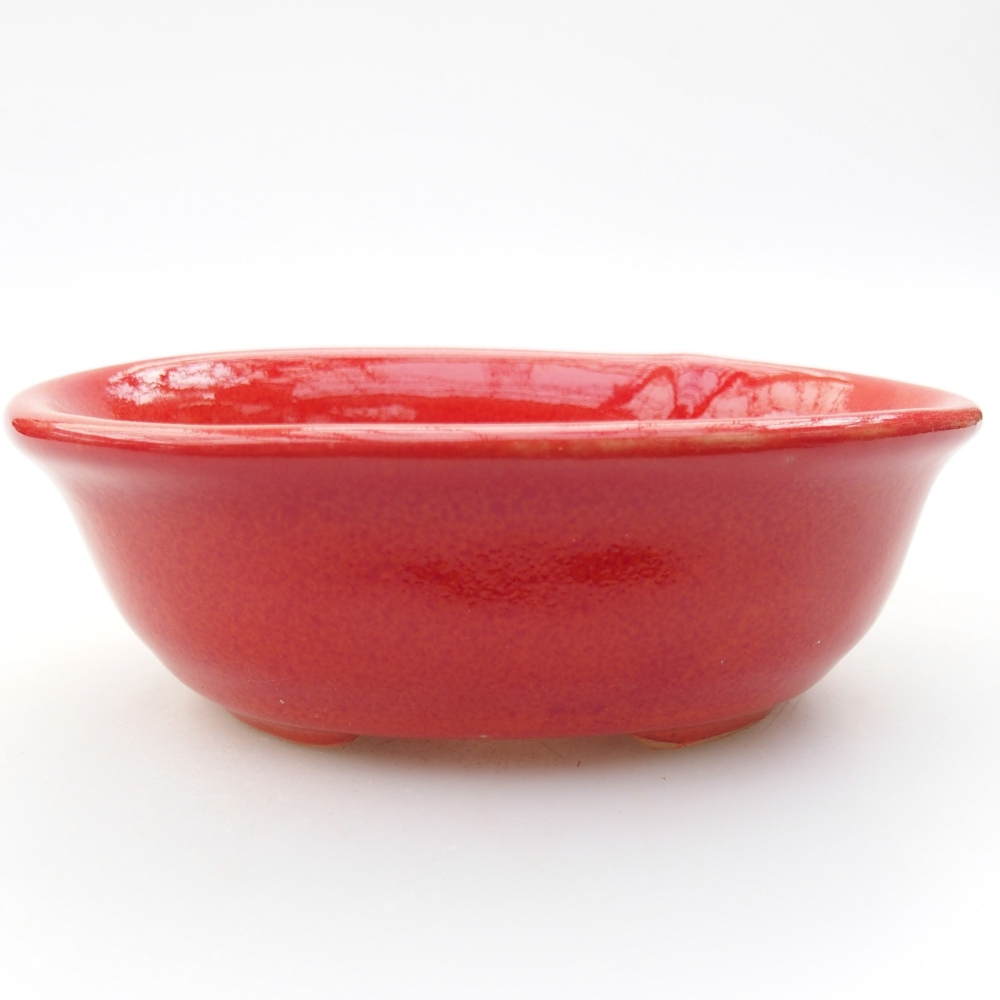 Ceramic bonsai bowl 11 x 8,5 x 4 cm, colour red