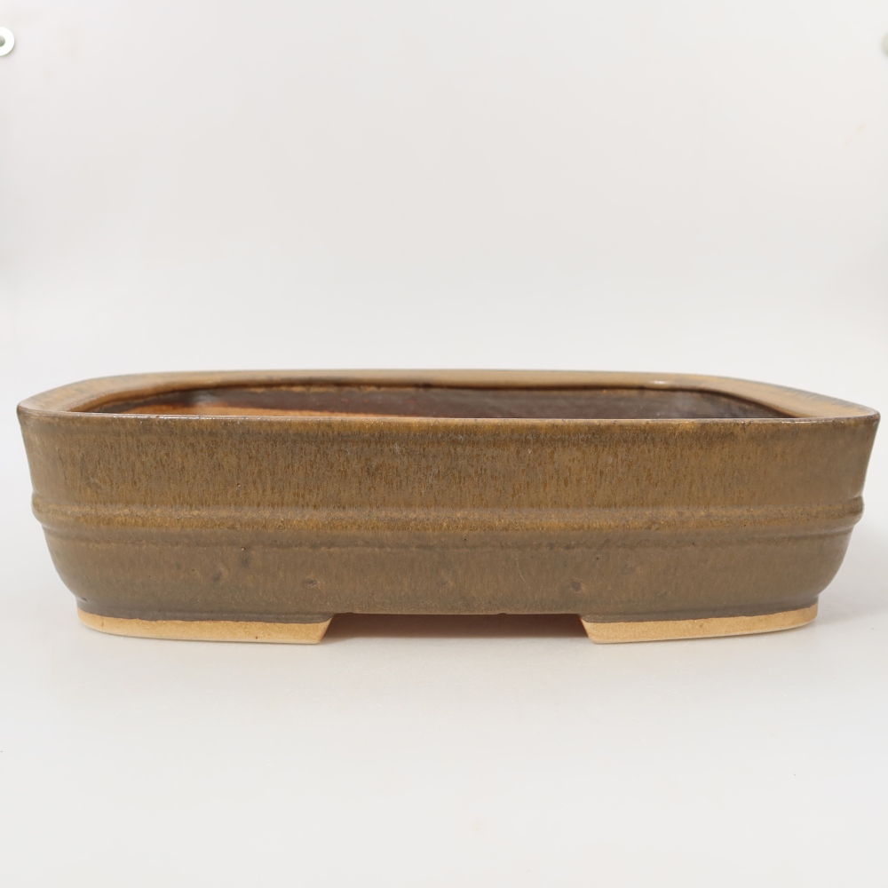 Ceramic bonsai pot, 29.5 x 25 x 7 cm, brown