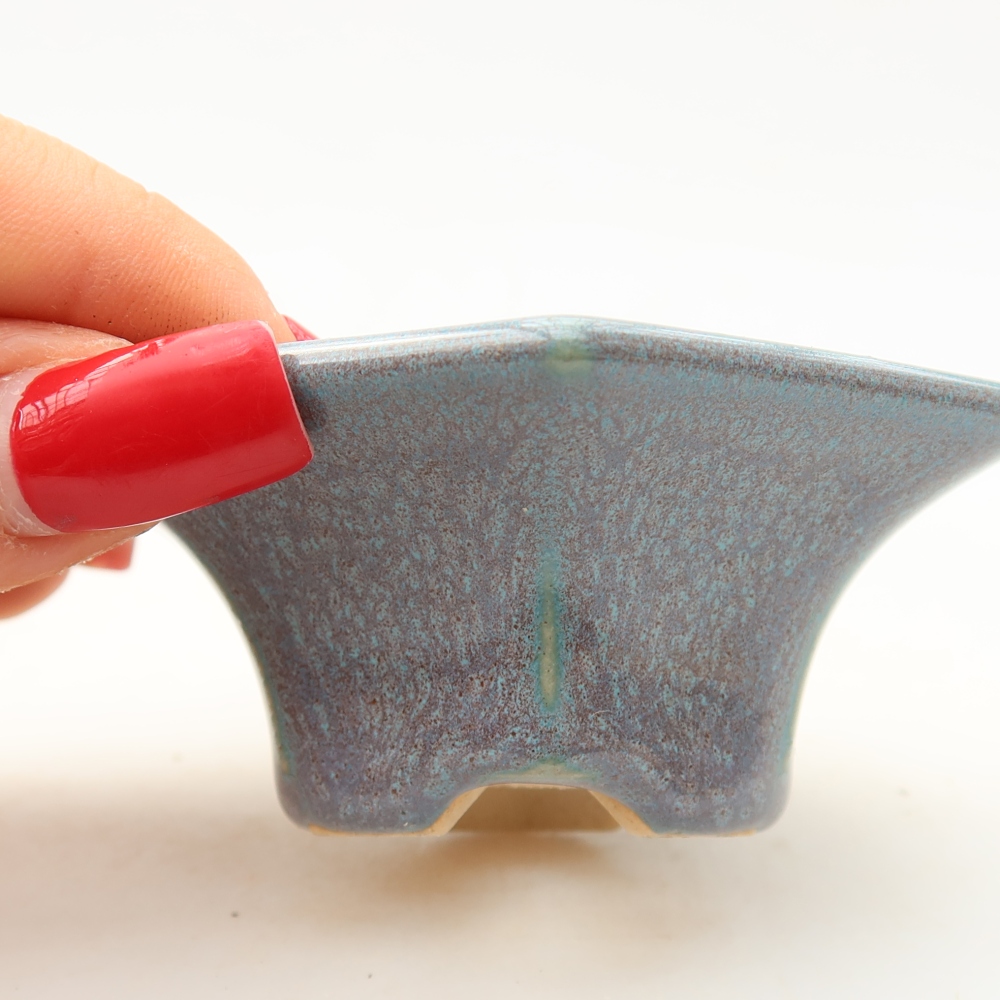 Ceramic bonsai pot, 8 x 7 x 3.5 cm, gray