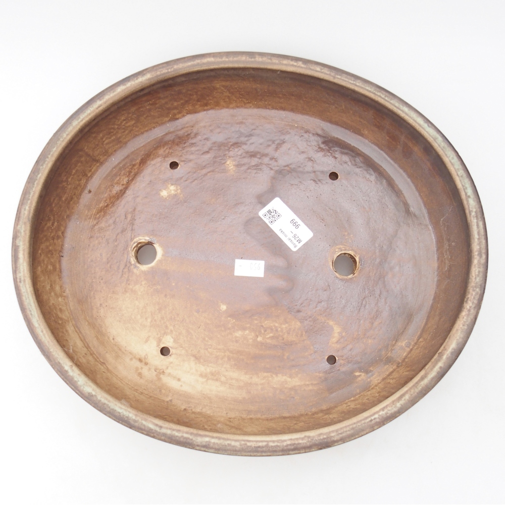 Ceramic bonsai bowl 32 x 28 x 6 cm, brown