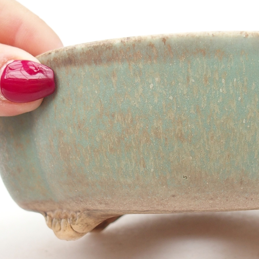 Ceramic bonsai bowl 13,5 x 13 x 5 cm, color green
