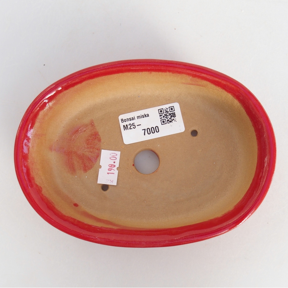 Ceramic bonsai bowl 15 x 10,5 x 3,5 cm, colour red