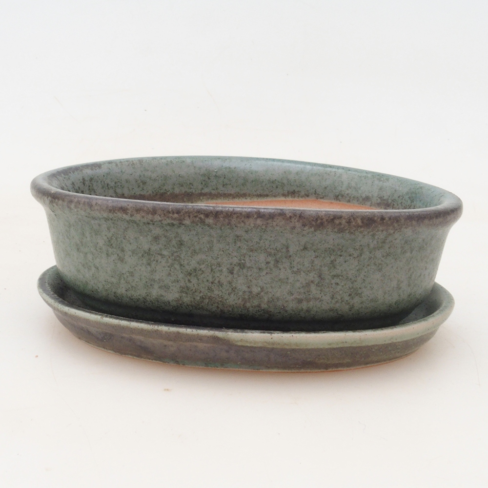Bonsai bowl + saucer H04 - green