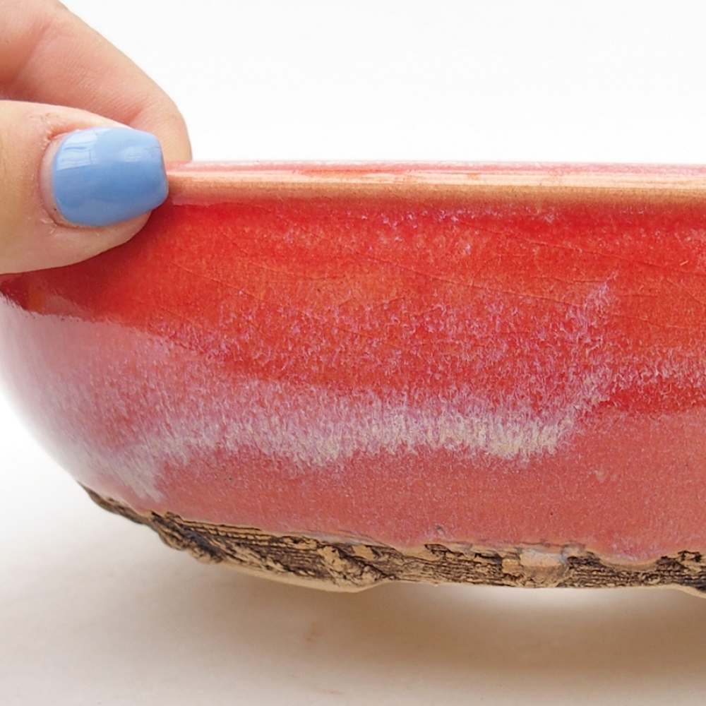 Ceramic bonsai bowl 18,5 x 18,5 x 5,5 cm, color red