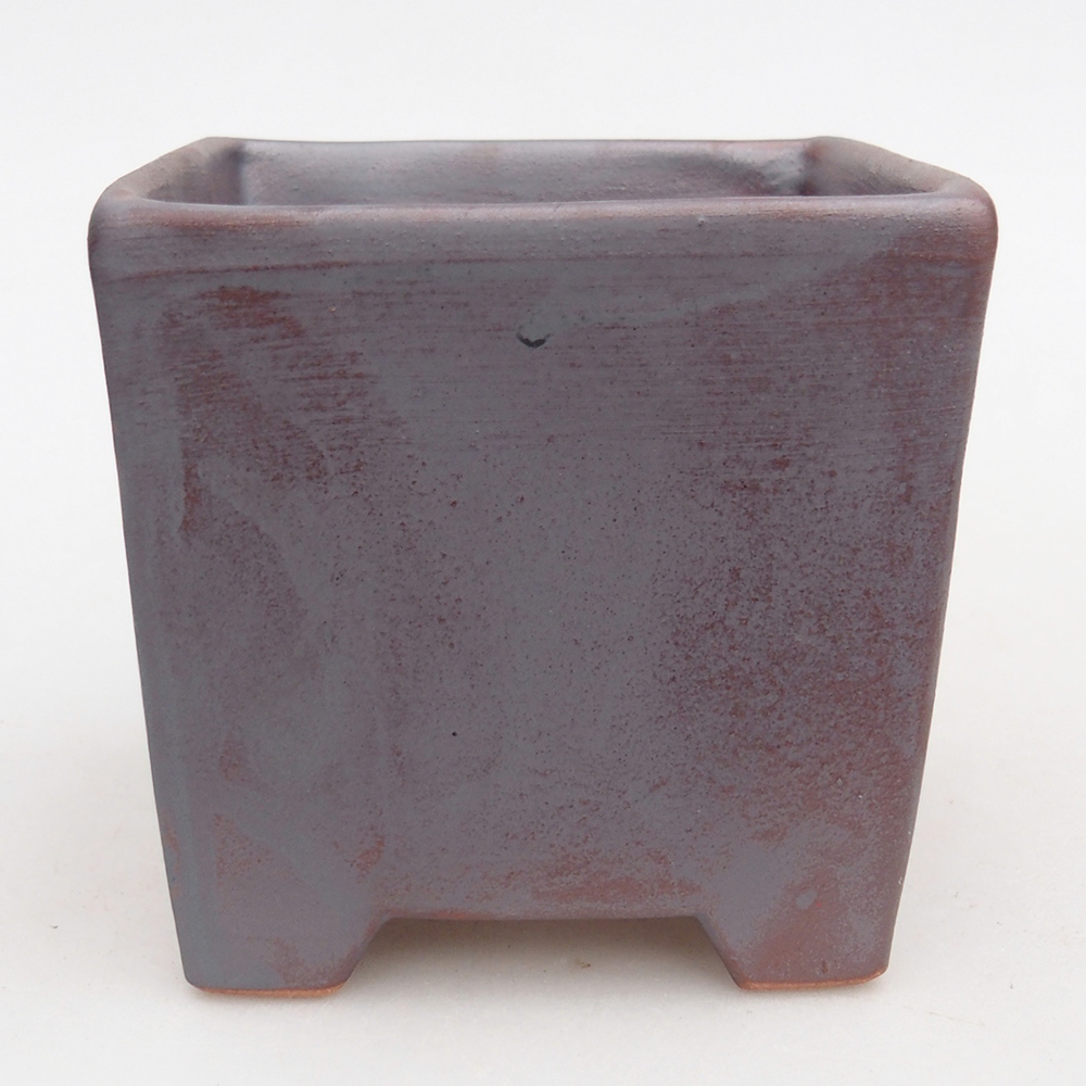 Ceramic bonsai bowl 9 x 9 x 8,5 cm, metal colour