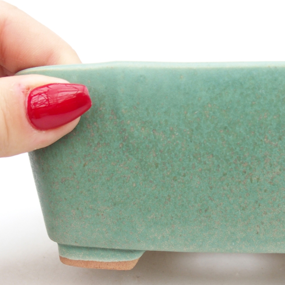 Ceramic bonsai bowl 13,5 x 10,5 x 6 cm, green