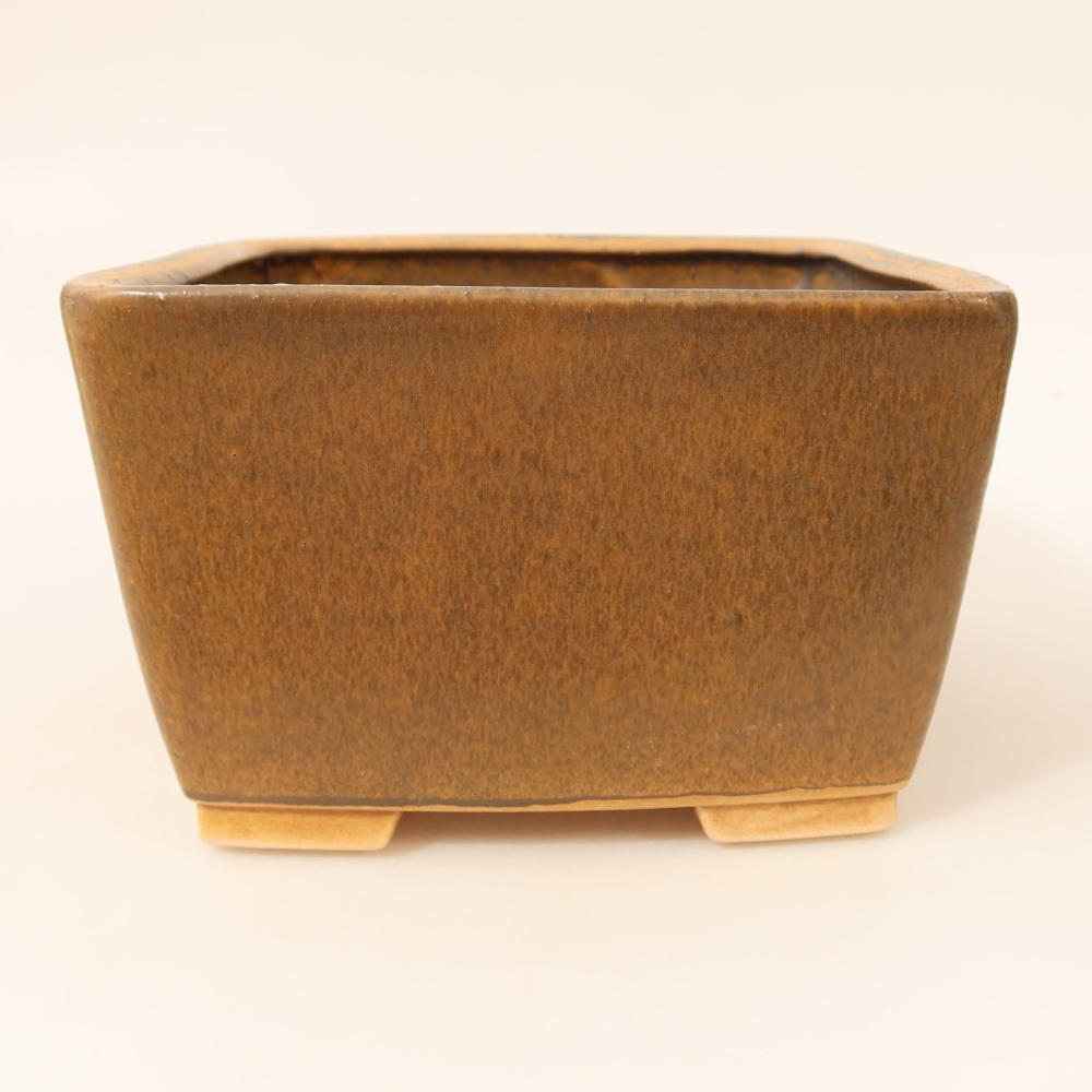 Ceramic bonsai bowl 16 x 16 x 10 cm, brown