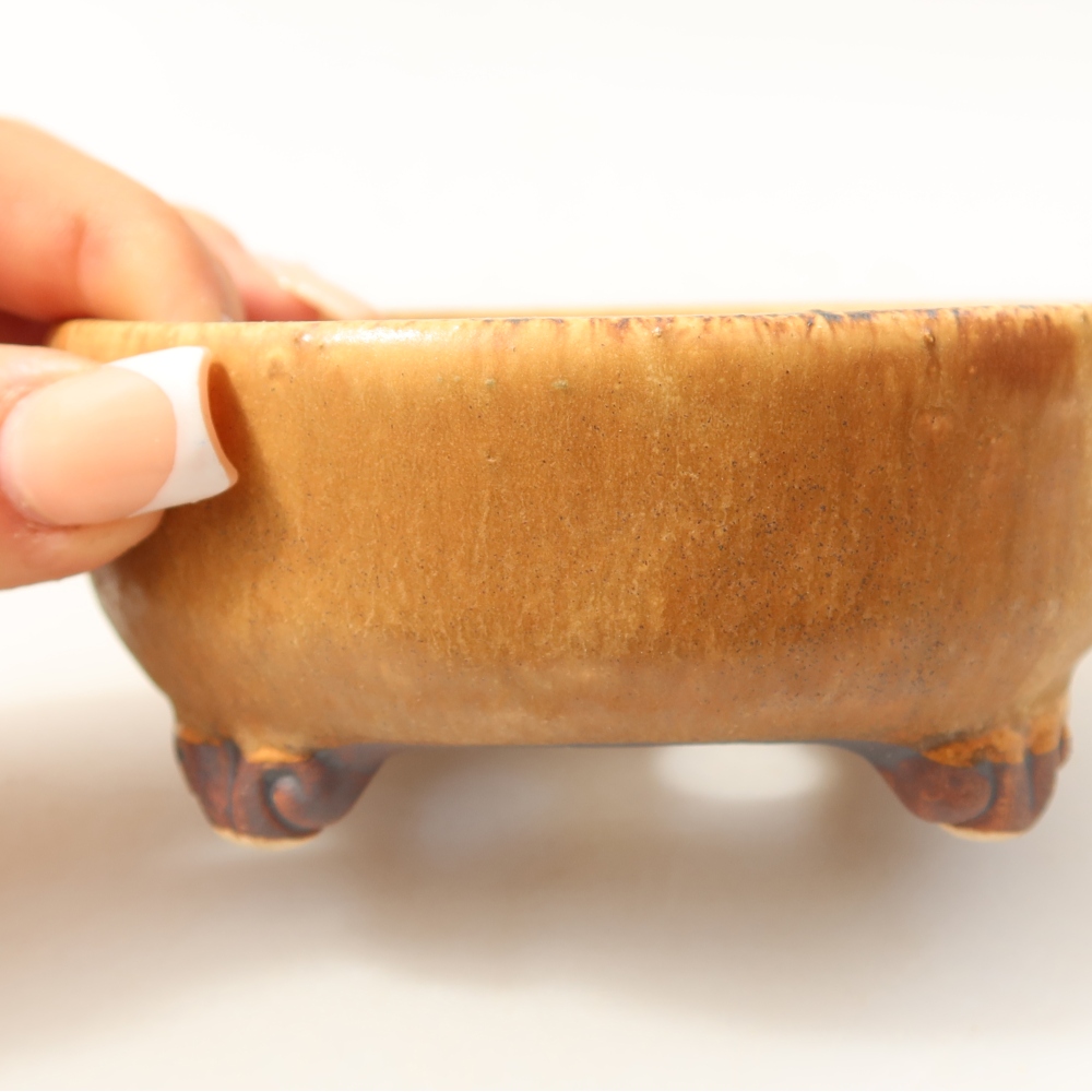 Ceramic bonsai bowl 11 x 11 x 4,5 cm, brown