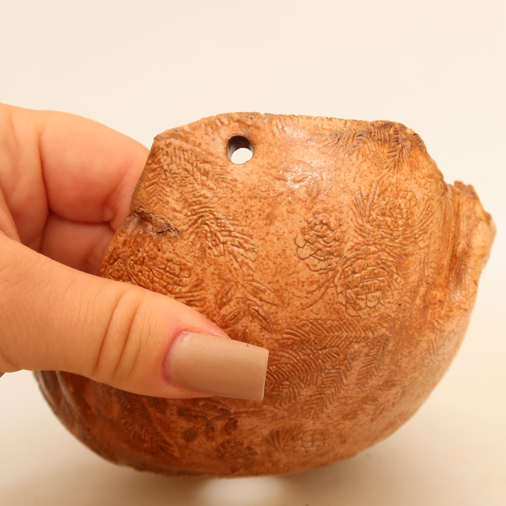 Ceramic Kokedama Pot, 14 x 12 x 9 cm, Pink