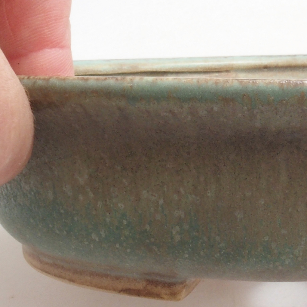 Ceramic bonsai bowl 15 x 14 x 4 cm, color green