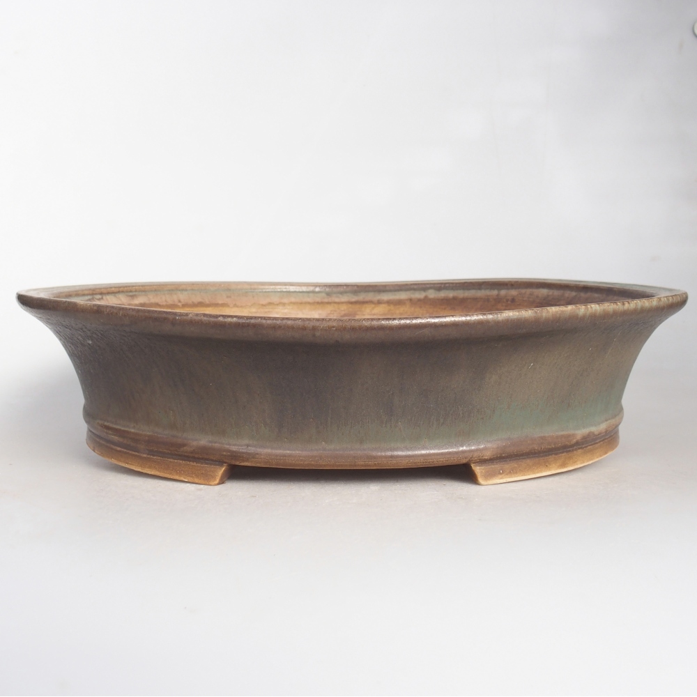 Ceramic bonsai bowl 32 x 29 x 7 cm, green