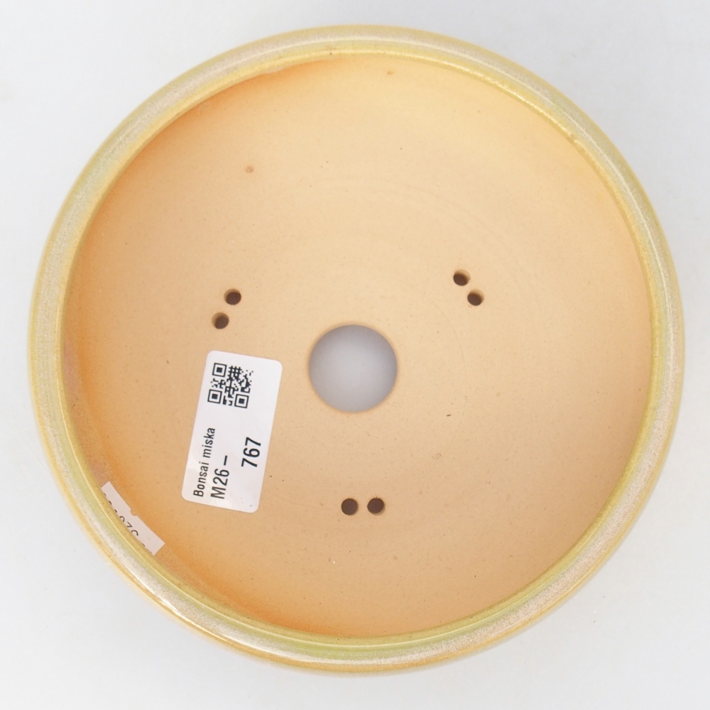Ceramic bonsai bowl 15 x 15 x 5,5 cm, yellow-green