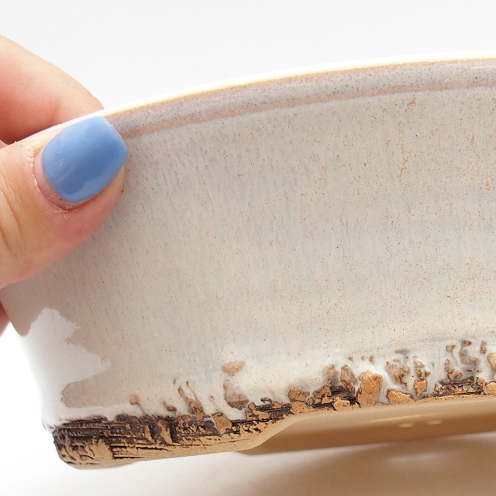Ceramic bonsai pot 19 x 19 x 6 cm, beige