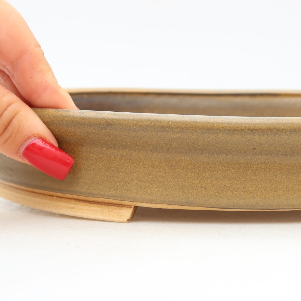 Ceramic bonsai pot, 31 x 27 x 4.5 cm, brown