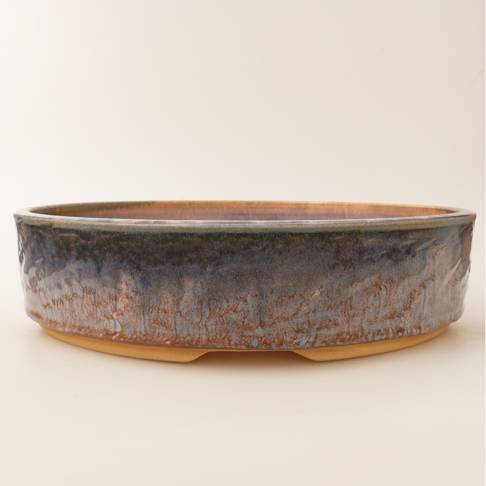 Ceramic bonsai pot, 31 x 31 x 7.5 cm, blue