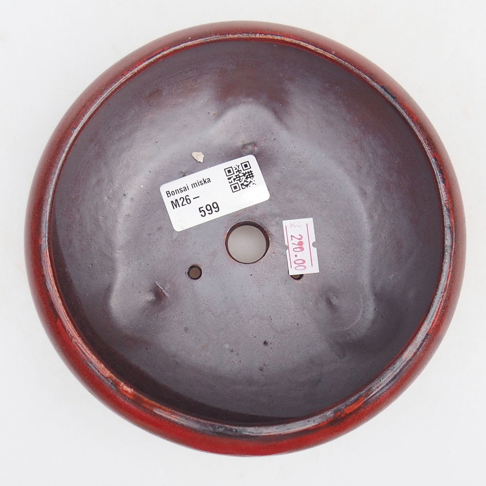 Ceramic bonsai bowl 14 x 14 x 6,5 cm, colour red