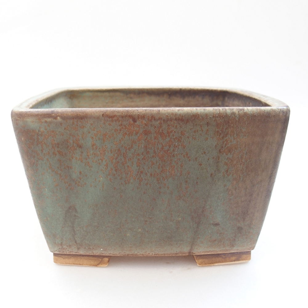 Ceramic bonsai bowl 16 x 16 x 10 cm, color green